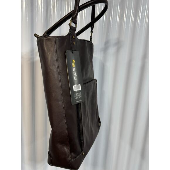 SOLO Premium Leather 16" LaptopTote - Espresso Business Executive/Teacher Bag - Picture 6 of 6
